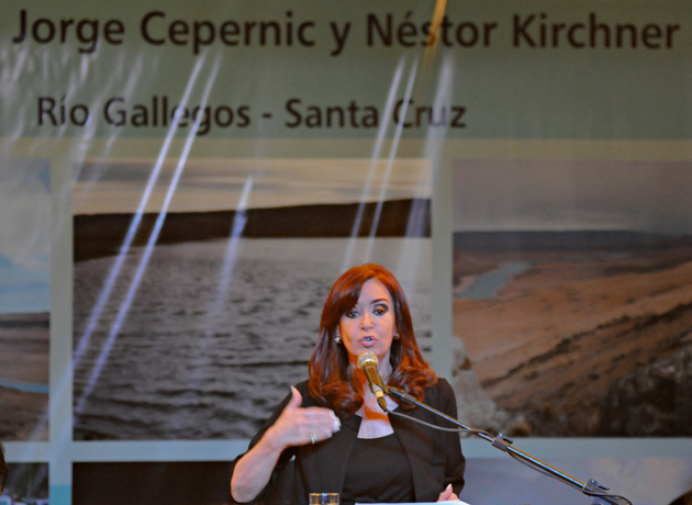 La Presidenta de la Nación en uno de los anuncios de la construcción de las represas sobre el Río Santa Cruz - Foto: OPI Santa Cruz/Francisco Muñoz