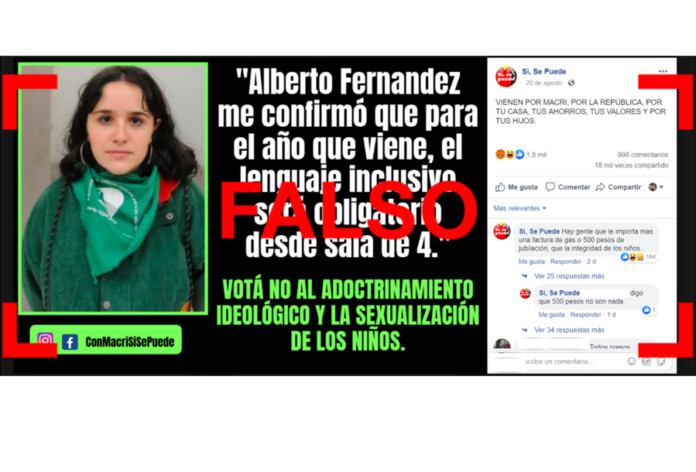 No, Ofelia Fernández no dijo: “Alberto Fernández me confirmó que para el año que viene el lenguaje inclusivo será obligatorio desde sala de 4”
