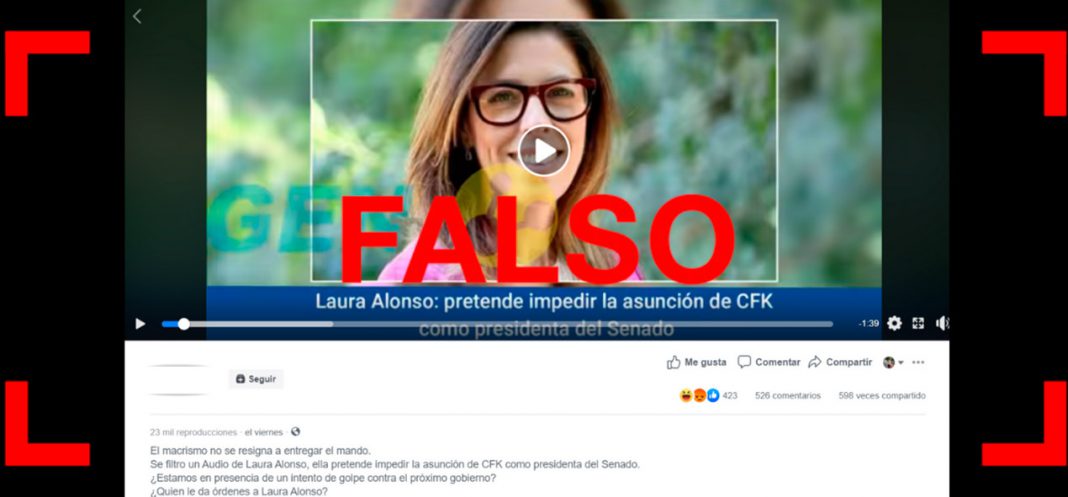 Es falso que en un audio Laura Alonso dijo que va a presentar un pedido de juicio político contra CFK