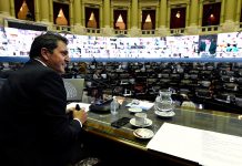 Diputados: la visita de laboratorios será transmitida en vivo y estará Carla Vizzotti El presidente de la Cámara de Diputados, Sergio Massa, durante la sesión remota de la Cámara Baja - Foto: Telam