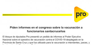 PRO pide informe sobre vacunación en el Congreso y los Judiciales piden la separación del cargo de la Jueza de Paz de Piedra Buena