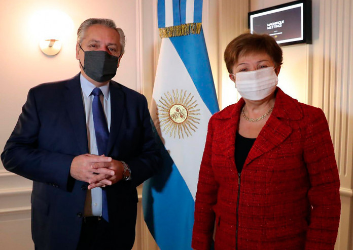 El presidente Alberto Fernández y la directora gerente del Fondo Monetario Internacional (FMI), Kristalina Georgieva