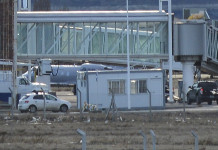 VUELO VA, VUELO VIENE. CRISTINA FERNÁNDEZ DEJÓ RÍO GALLEGOS EN EL T-10 El T10 en el aeropuerto de Río Gallegos estacionado en posición 4 - Foto: OPI Santa Cruz/Francisco Muñoz
