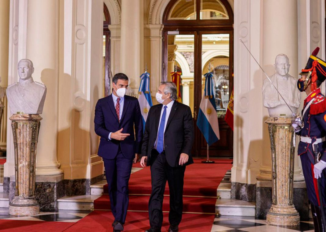 El presidente Alberto Fernández recibió a su par del Gobierno de España, Pedro Sánchez
