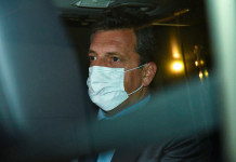 Sergio Massa ayer saliendo de la reunión con su sector político - Foto: Telam