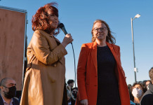Cristina Kirchner junto a Alicia Kirchner en el predio de la Zona Franca en Río Gallegos - Foto: Prensa de Gobierno