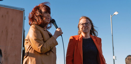 Cristina Kirchner junto a Alicia Kirchner en el predio de la Zona Franca en Río Gallegos - Foto: Prensa de Gobierno