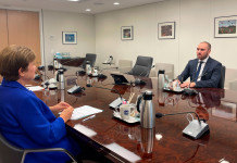 “Con avances”. Vuelve la misión de Washington y Guzmán muestra sus números el lunes en el Congreso El ministro de Economía, Martín Guzmán, se reunió con la directora Gerente del Fondo Monetario Internacional, Kristalina Georgieva - Foto: Telam