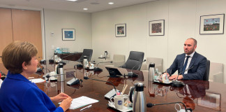 El ministro de Economía, Martín Guzmán, se reunió con la directora Gerente del Fondo Monetario Internacional, Kristalina Georgieva - Foto: Telam