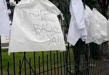 Reclamo de los medicos frente a la casa de gobierno en Río Gallegos -