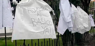 Reclamo de los medicos frente a la casa de gobierno en Río Gallegos -