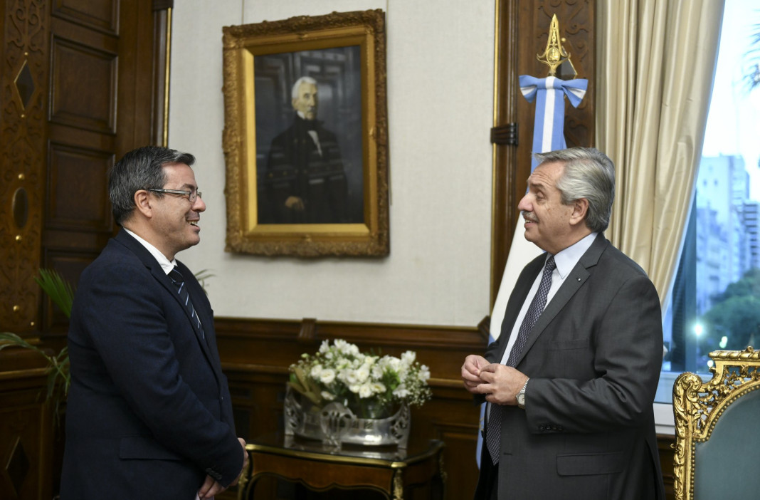 El presidente Alberto Fernández recibió a Germán Martínez, el nuevo presidente del bloque del Frente de Todos - Foto: NA