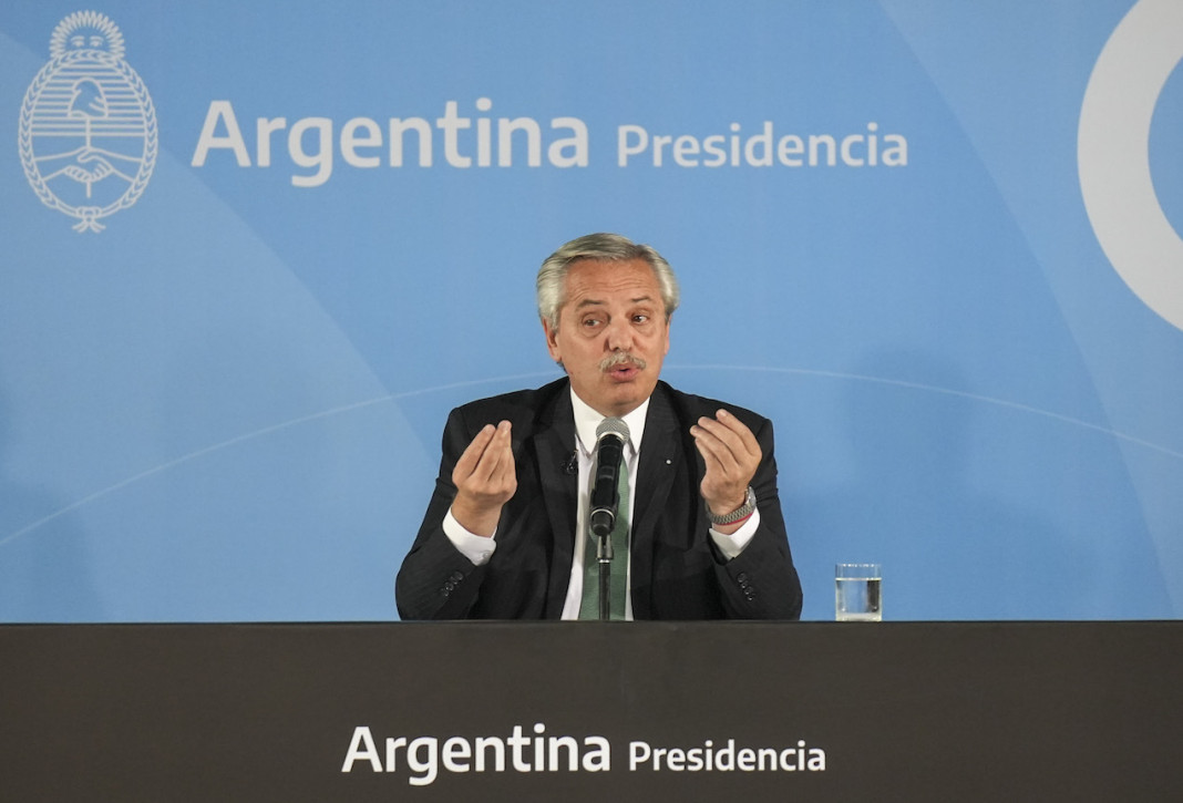 El presidente Alberto Fernández durante el acto que se realiza esta tarde en el Museo del Bicentenario -Foto: NA