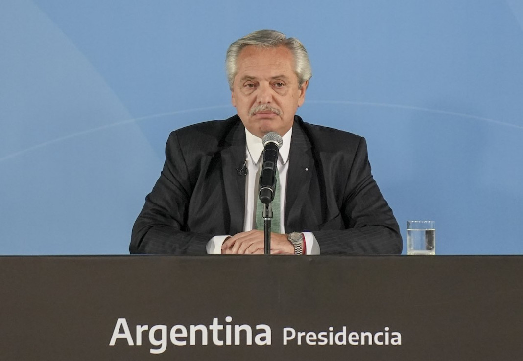 El presidente Alberto Fernández durante el acto que se realiza esta tarde en el Museo del Bicentenario -Foto: NA