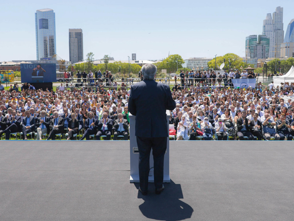 El acto por los tres años de gestión de Alberto Fernández - Foto: NA