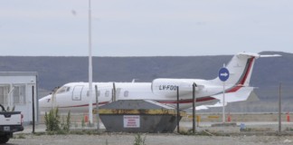 El learjet LV-FDQ en el aeropuerto de Río Gallegos - Foto: OPI Santa Cruz/Francisco Muñoz