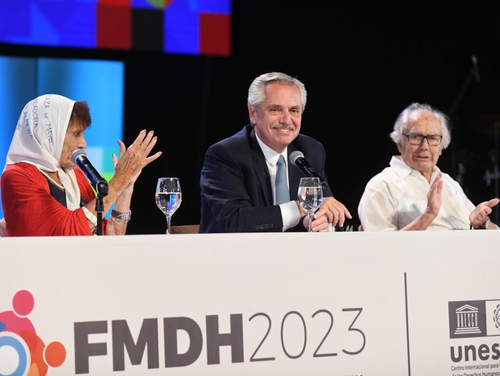 El presidente Alberto Fernández durante la ceremonia inaugural del III Foro Mundial de Derechos Humanos - Foto: NA