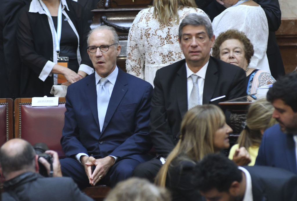 El presidente de la Corte, Horacio Rosatti junto a Carlos Rosenkrantz en la Asamblea Legislativa 2023 - Foto: NA