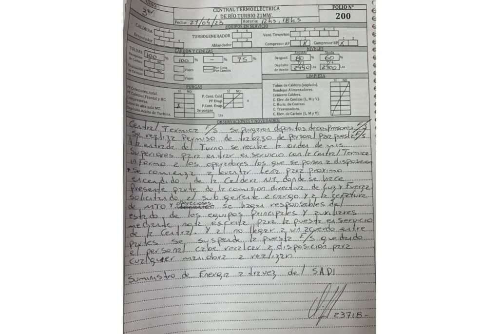 Tres usinas y sin luz en la cuenca. La Usina 240 fuera de servicio y la de 21Mw no funciona por falta de seguridad, material de rezago e instalaciones defectuosas