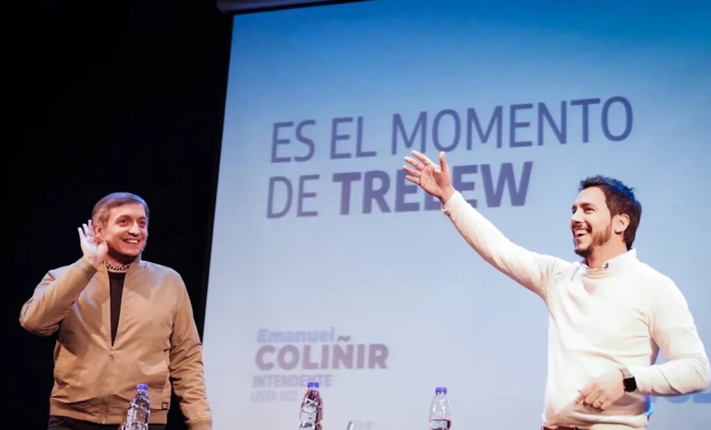 Frente de Todos en Trelew, Emanuel Coliñir junto a Máximo Kirchner - 