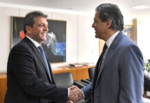 Argentina y Brasil anuncian acuerdo de financiamiento y cooperación Reunión de ministros de Economía en Brasilia, Sergio Massa y Fernando Haddad - Foto: Prensa economía