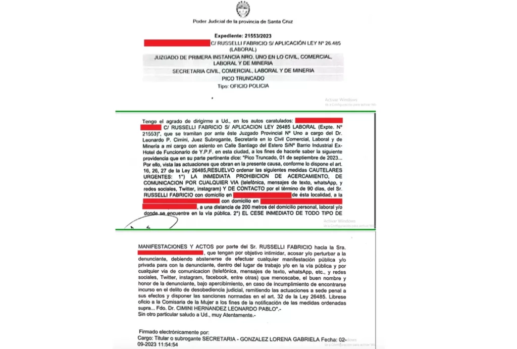 Gerente de SPSE de Pico Truncado con tres denuncias penales por acoso y restricción de acercamiento, quiere ser intendente