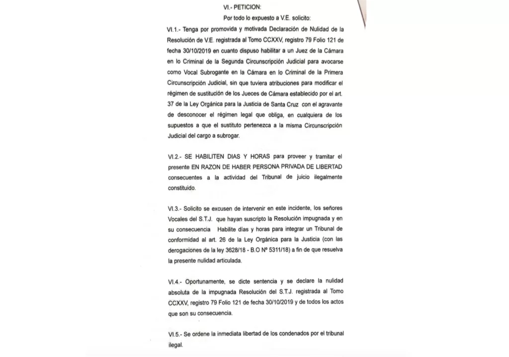 Promueven nulidad sobre el Tribunal especial que condenó a Oscar Nuñez. Consideran ilegal su detención y detrás, admiten la existencia de intereses judiciales y empresariales