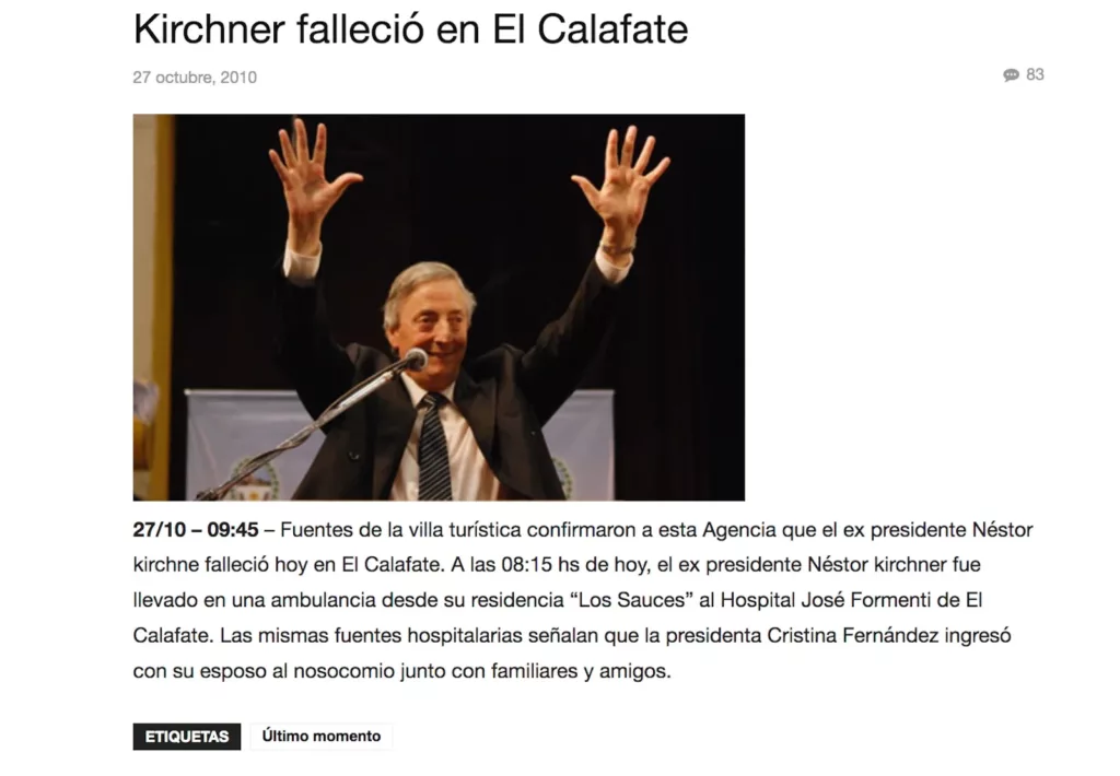 Hoy 27 de octubre se debe recordar el día que en la Argentina se oficializó el ocultamiento, la impunidad y el incumplimiento de la ley, a raíz del fallecimiento de Néstor Kirchner