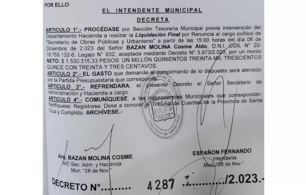 El Gobernador le niega la liquidación a Alicia y sus funcionarios, mientras Españón del SER se autoliquida 4 millones de pesos junto a sus funcionarios salientes del municipio