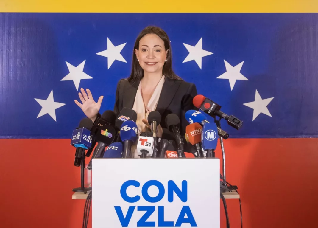 La candidata presidencial de la oposición en Venezuela, María Corina Machado -