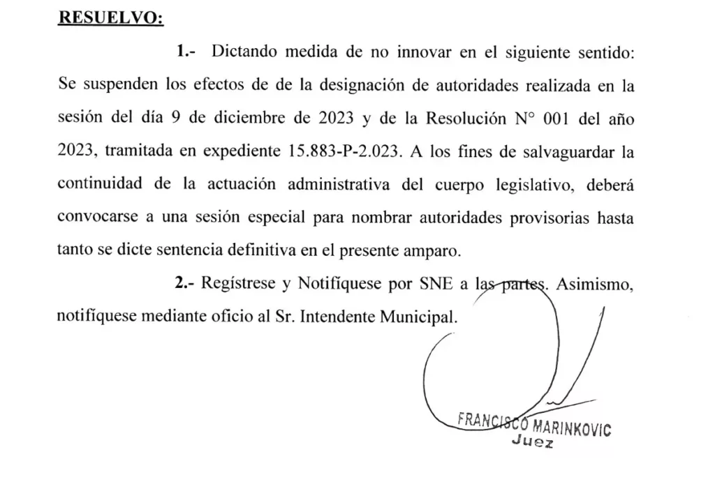 Fallo judicial frena la designación del presidente del Concejo Deliberante de Río Gallegos