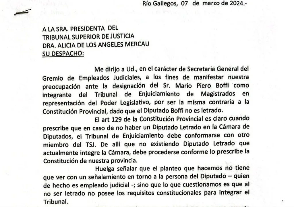 El gremio Judicial rechaza el nombramiento de un diputado en el Tribunal de Enjuiciamiento de Magistrados por no tener título de abogado y ser contrario a la Constitución Provincial