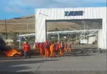 ATE anunció paro por tiempo indeterminado por falta de pago en YCRT El acceso a YCRT esta mañana - Foto: OPI Santa Cruz