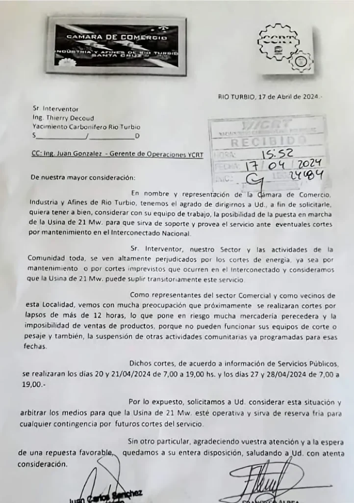 Piden reactivación de la Usina de 21 Mw en Río Turbio, los mismos que no levantaron la voz cuando Aníbal Fernández dio de baja el convenio anterior