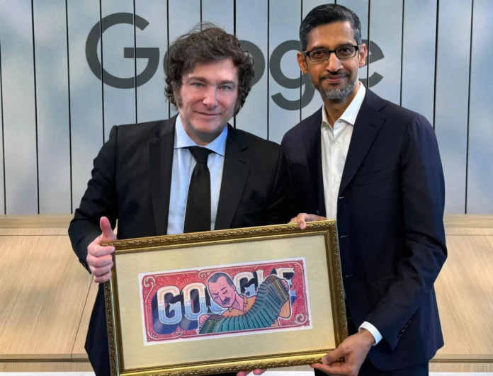 El presidente Javier Milei se reunió con el CEO de Google en California - Foto: NA