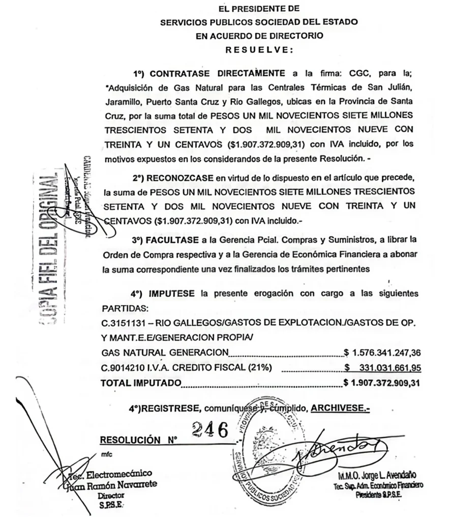 Servicios Públicos hizo una contratación directa con CGC por provisión de gas para cuatro localidades por 1.900 millones de pesos