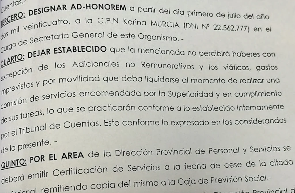 Funcionaria del Tribunal de Cuentas se jubiló el 1º de julio/24 y el mismo día fue nombrada “ad honorem”, en el mismo cargo