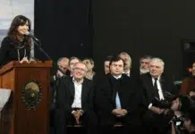 José López despegó a Cristina Kirchner de la asociación ilícita Mientras Cristina Kirchner da su discurso José López sonríe - Foto: OPI Santa Cruz/Francisco Muñoz