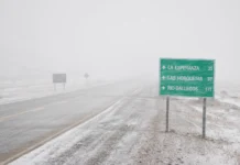 Por las nevadas y el frío, Nación declaró la emergencia agropecuaria en Santa Cruz Las rutas de Santa Cruz bajo la nieve - Foto: OPI Santa Cruz/Francisco Muñoz