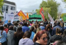 Docentes provinciales y universitarios marcharon hacia la gobernación