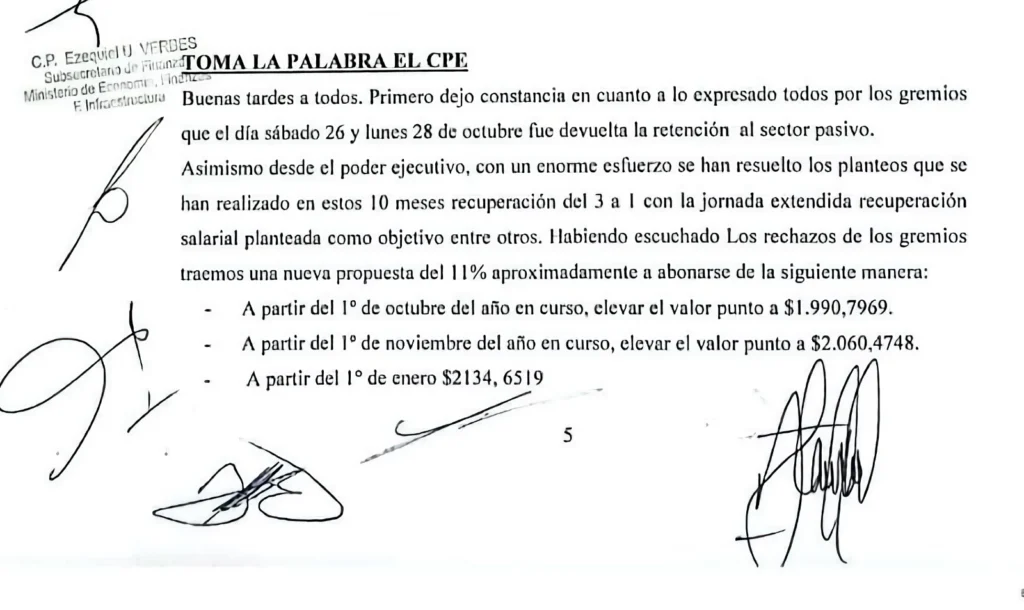 Gobierno propuso a docentes suba escalonada hasta enero y hubo rechazo de los gremios
