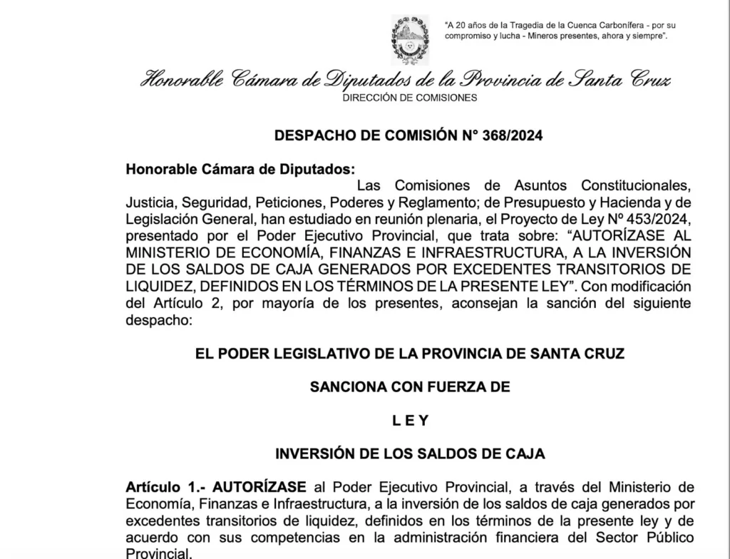 En medio de la negativa de aumentos salariales, el gobierno pidió formalmente, autorización para invertir “los excedentes de liquidez”