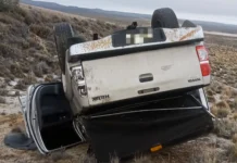 Una camioneta volcó por la escarcha en cercanías de Puerto San Julián Una camioneta volcó por la escarcha en cercanías de Puerto San Julián