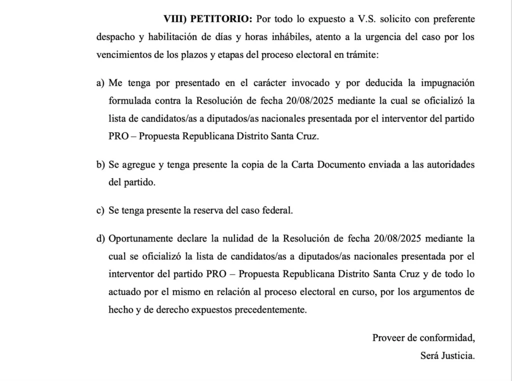 Impugnan las Listas del PRO, por irregularidades en la conformación de la lista “Propuesta Republicana” y podría caer la candidatura de Leonardo Roquel.