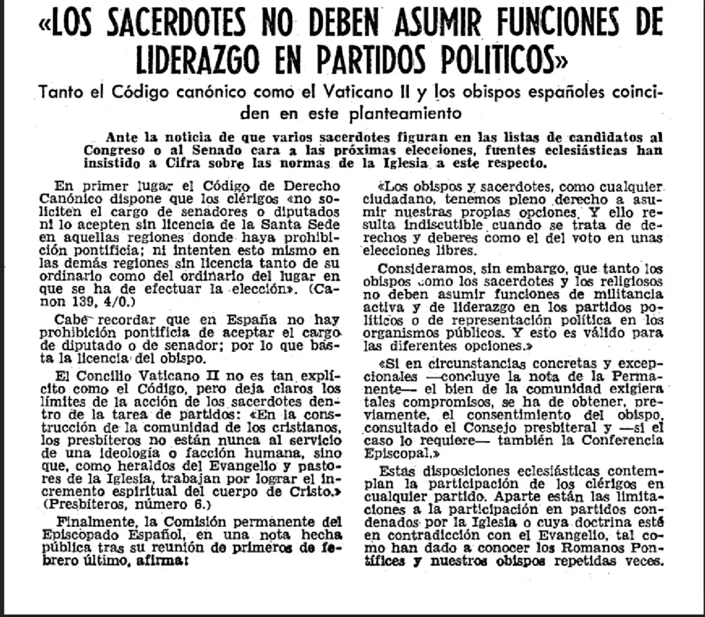 El cura Juan Carlos Molina no puede ser candidato. Se lo prohíbe el Derecho Canónico pero el Obispo Ignacio Medina, no abrió la boca (aún)
