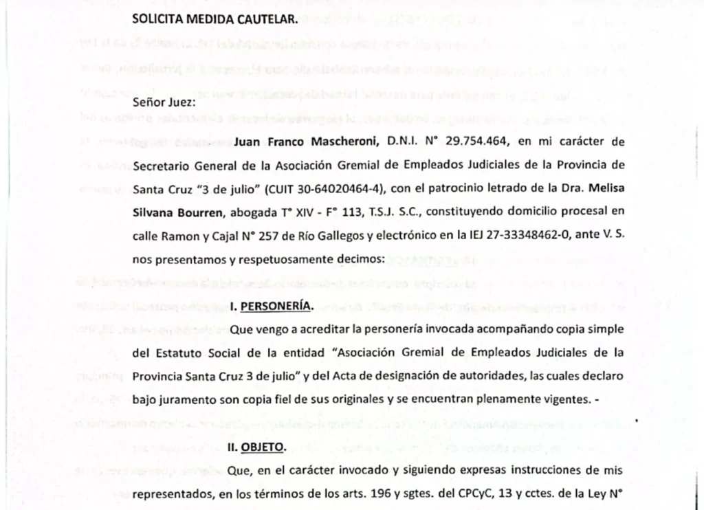 ATE junto al Frente Sindical interpone una medida para suspender el tratamiento de las ternas para la ampliación del STJ de Santa Cruz