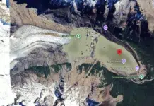 Advierten de riesgo de desborde de la Laguna Torre que podría alcanzar a El Chaltén - Foto: Google Maps