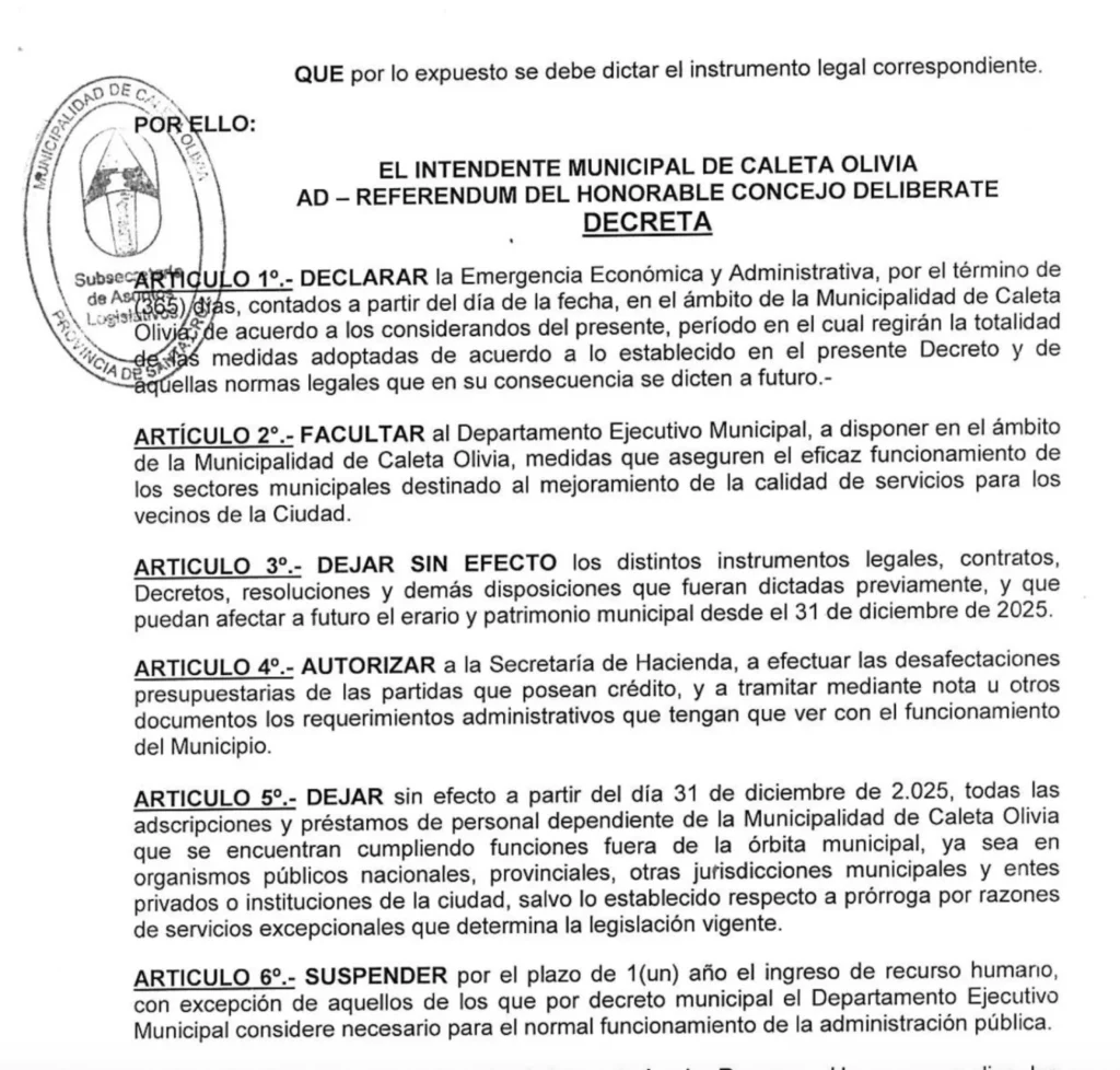 La municipalidad de Caleta Olivia vive en emergencia, ahora declaró la Emergencia Económica pero concejales que aportaron al desastre, no le dieron quórum