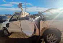 Volcó la camioneta tras esquivar un peatón en la autovía de Río Gallegos Volcó la camioneta tras esquivar un peatón en la autovía de Río Gallegos