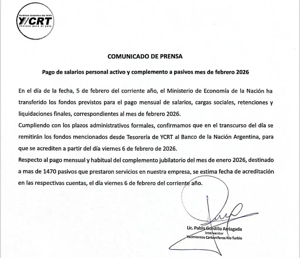 Comunicado de YCRT - 